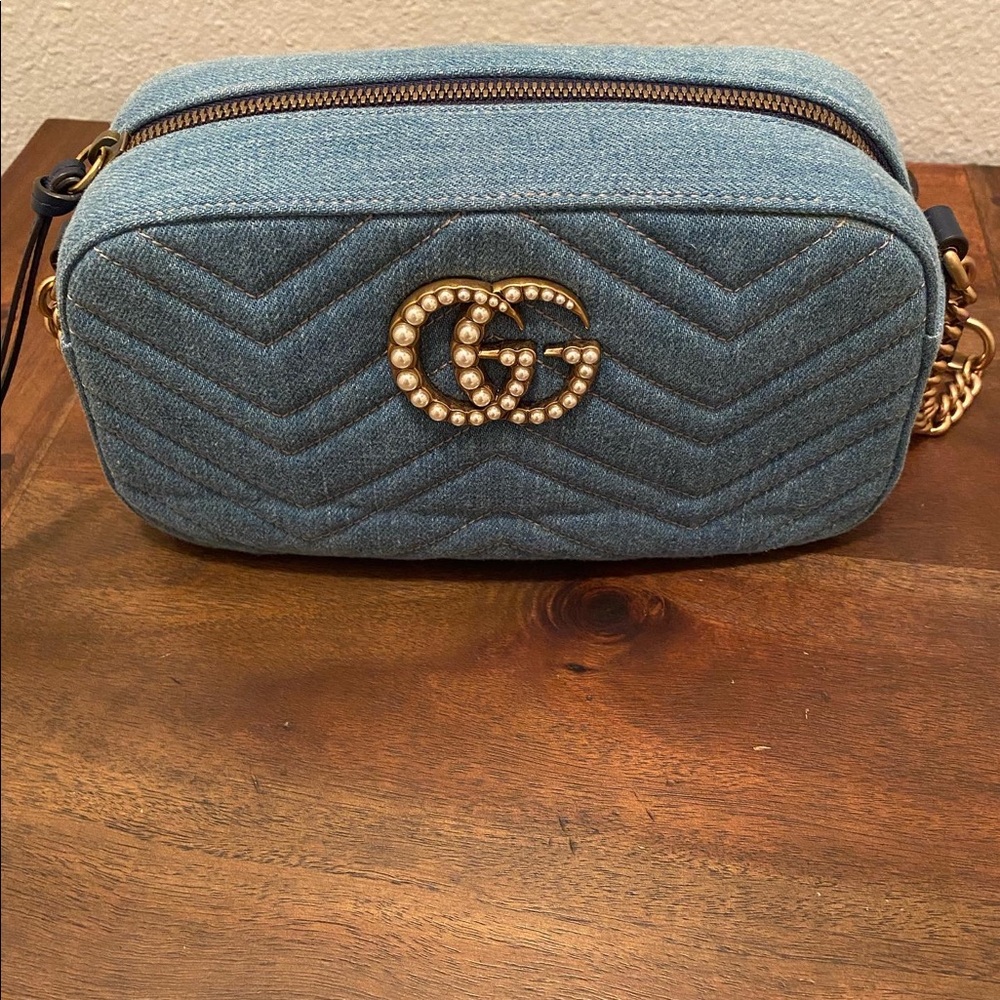 SOLD Gucci Denim Matelasse GG pearl